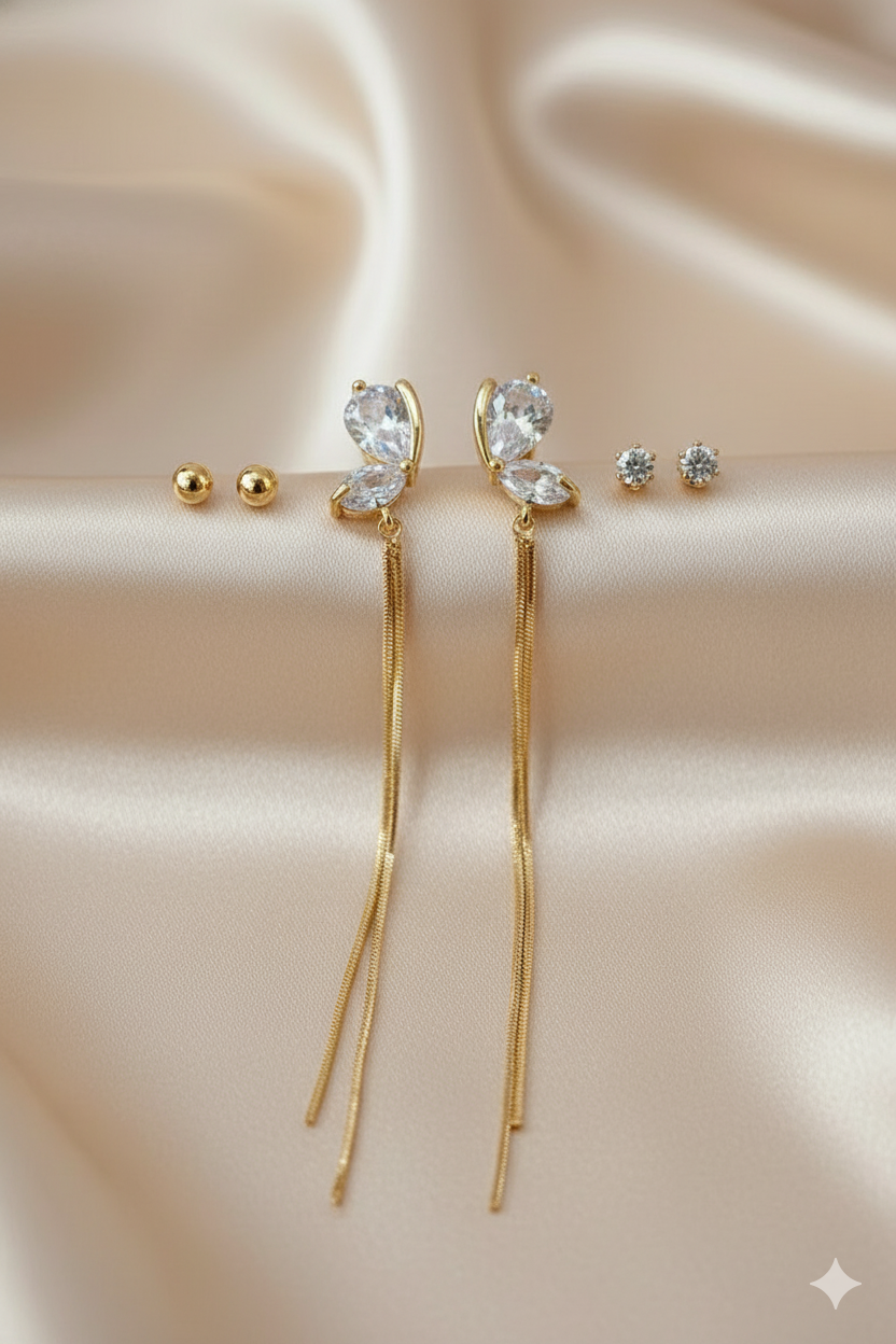 Trio Crystal Cluster Tassel Set