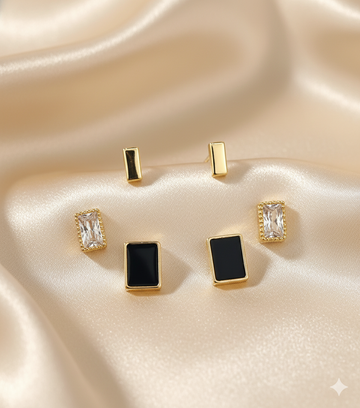 Bar Baguette Onyx Stud Set