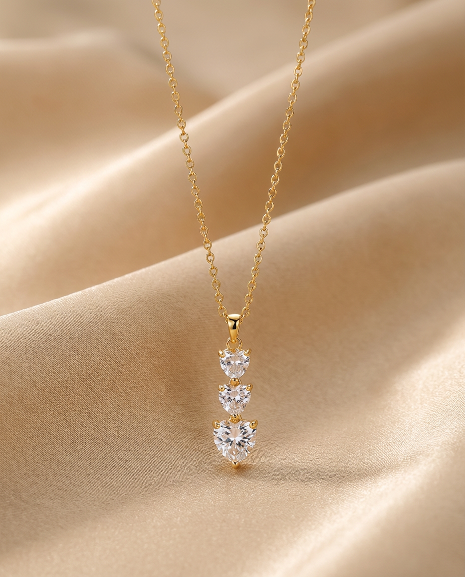 Triple Heart Gold Necklace