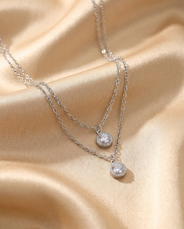 Golden Glow Double Halo Layered Necklace