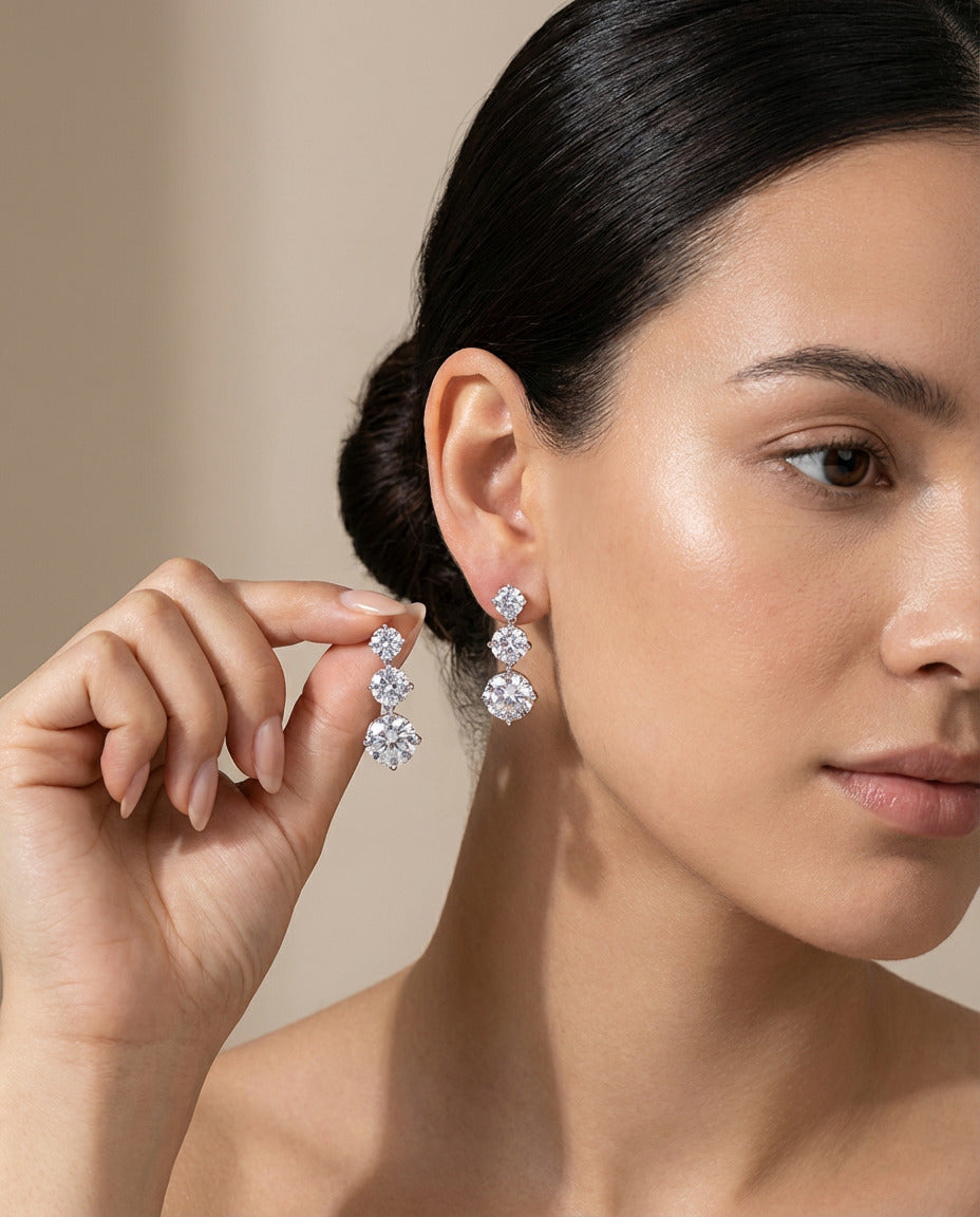 Triple Drop Crystal Earrings