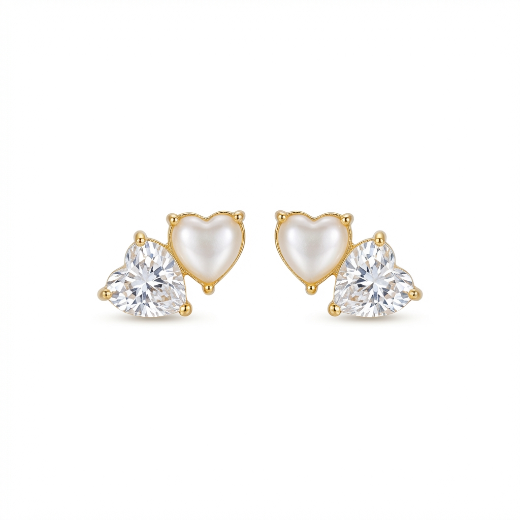 Dual Heart Stud Earrings