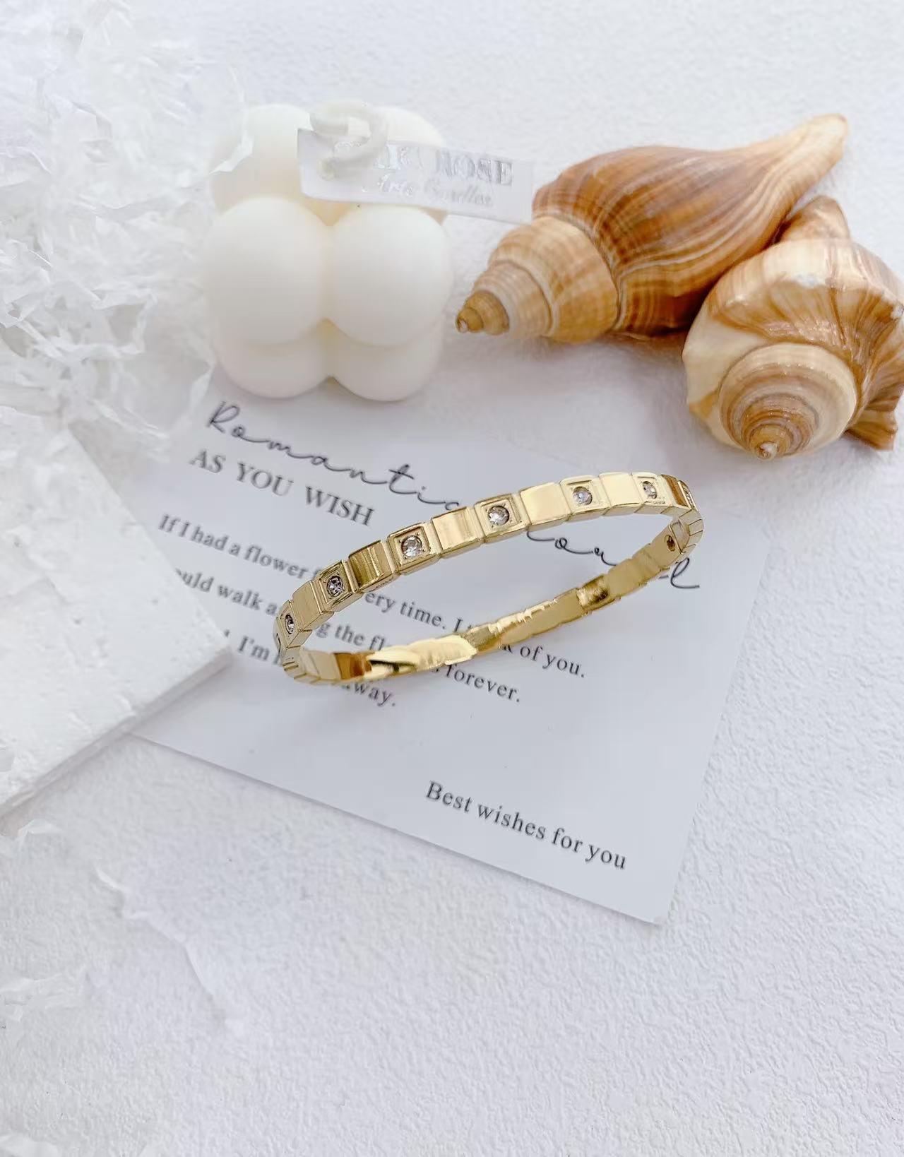 Gold Diamond Studed Bangle