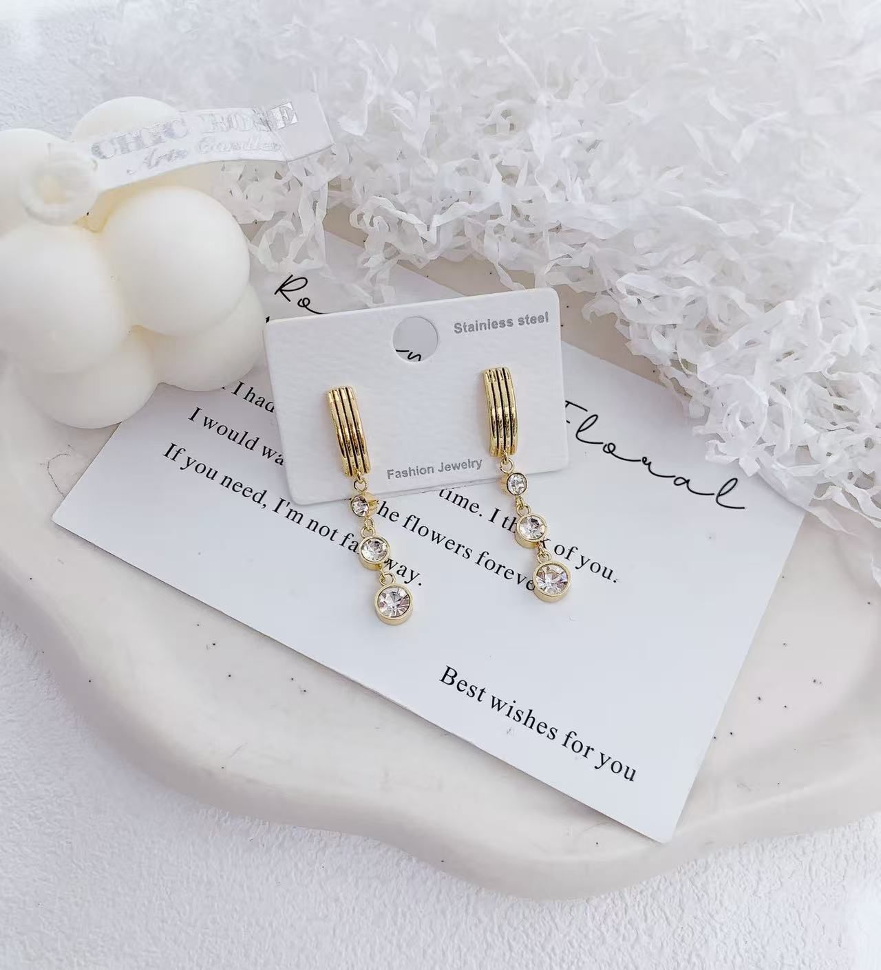 Gold Drop Crystal Earrings