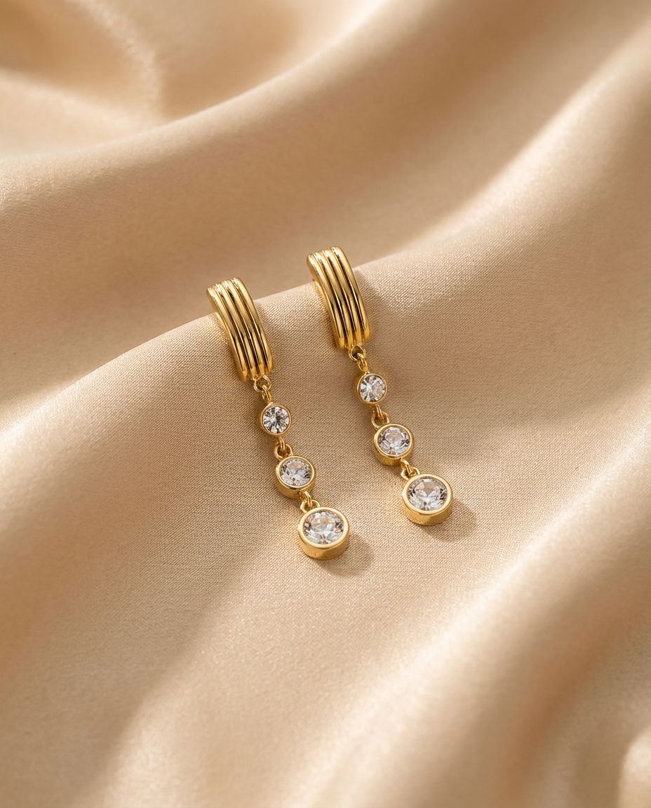 Gold Drop Crystal Earrings