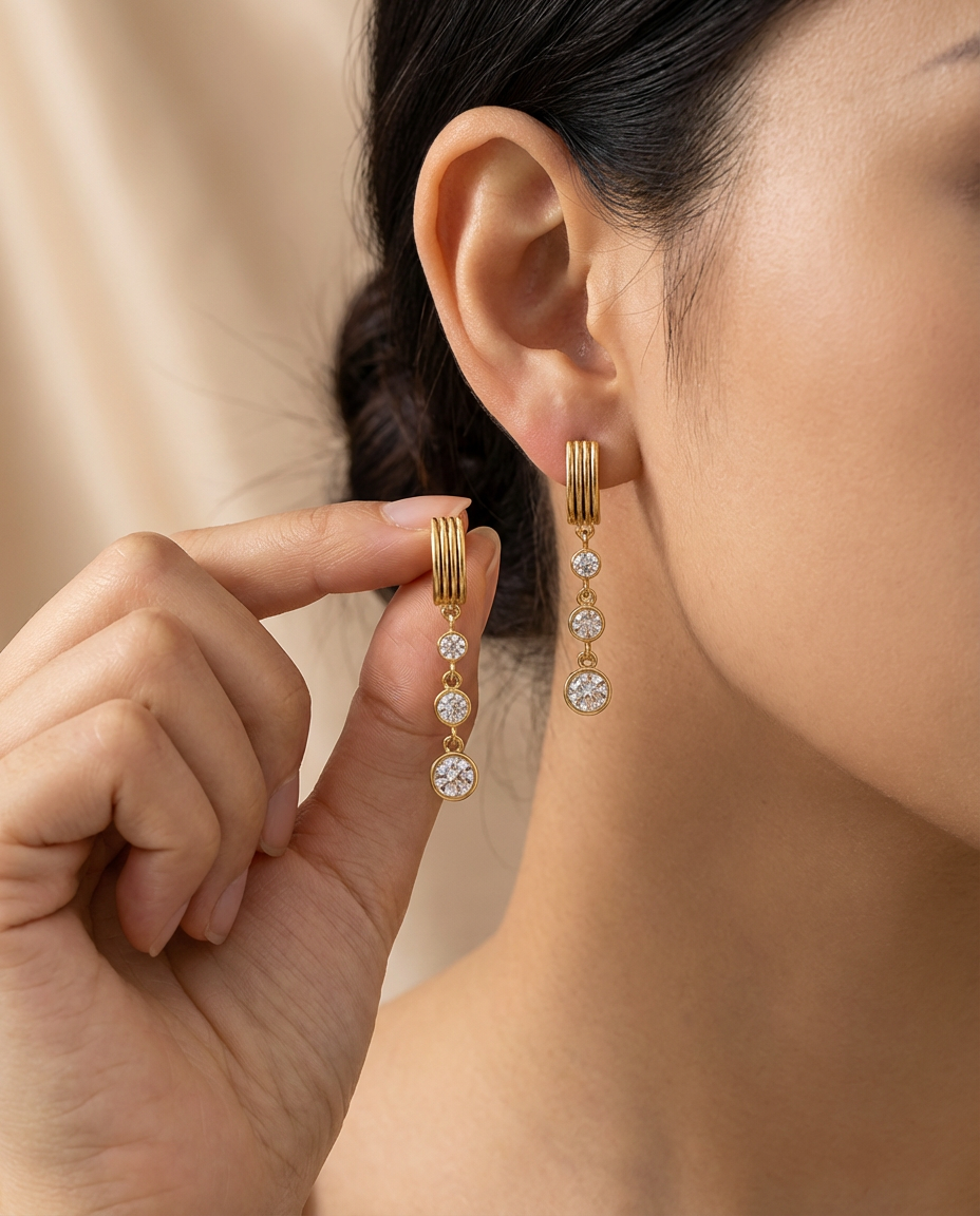 Gold Drop Crystal Earrings