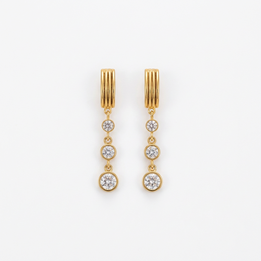 Gold Drop Crystal Earrings
