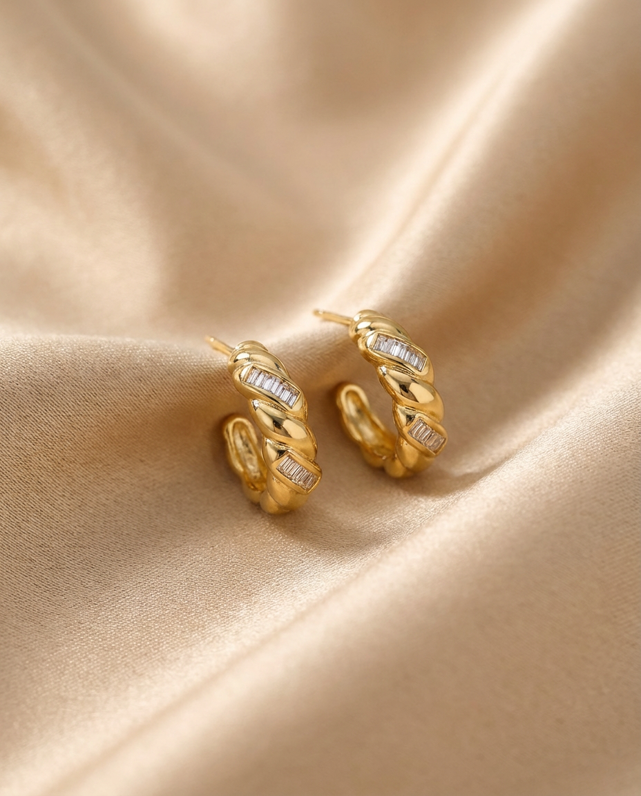 Twisted Gold Hoop Earrings