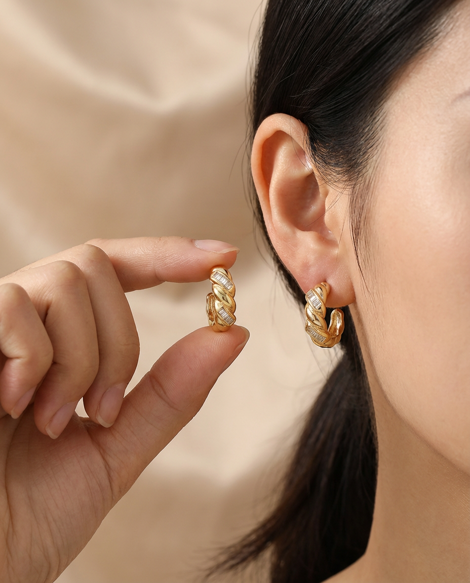 Twisted Gold Hoop Earrings