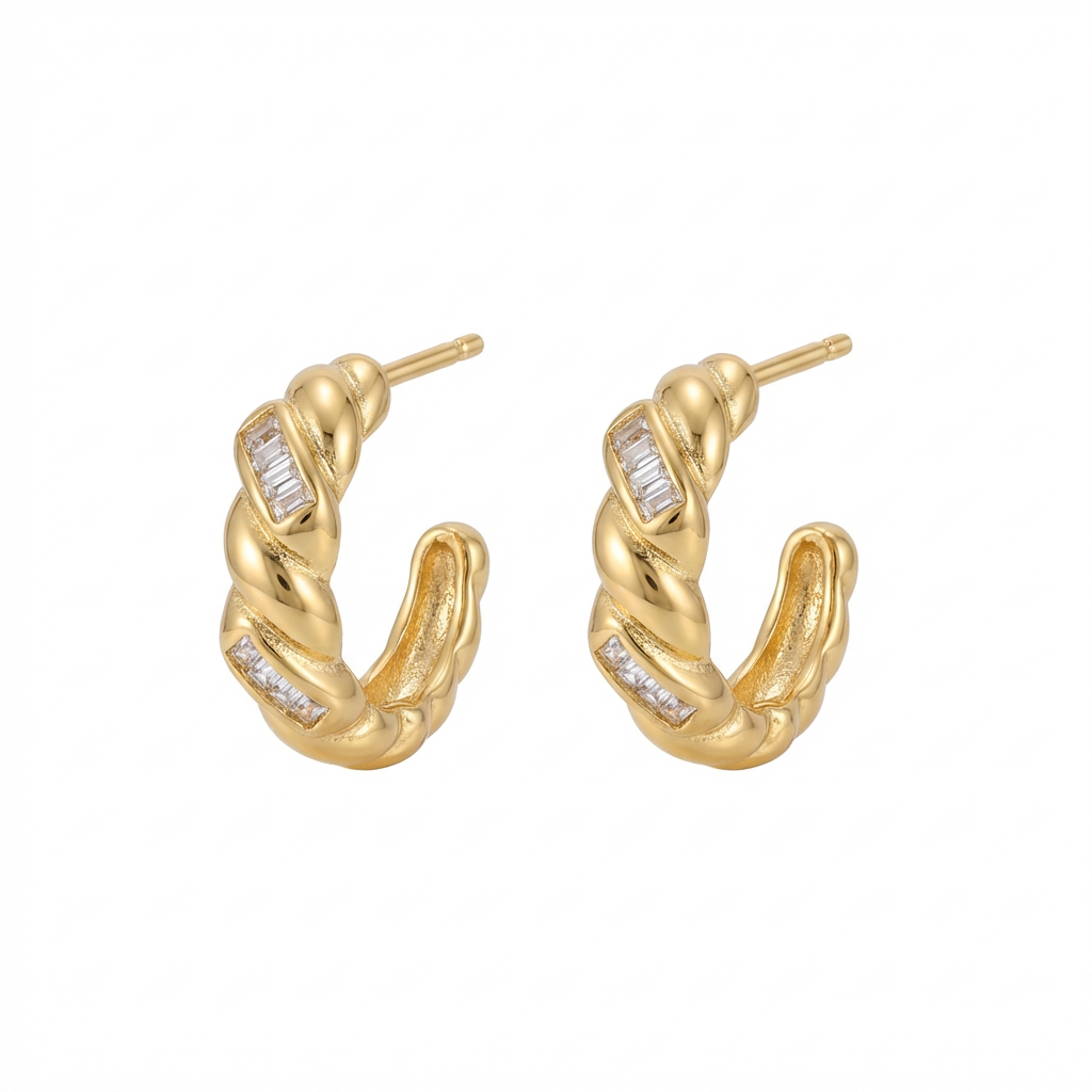 Twisted Gold Hoop Earrings