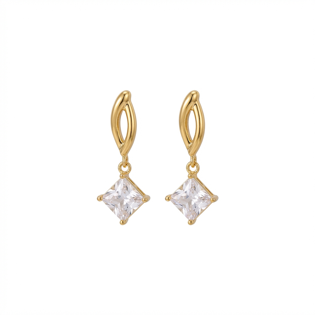 Gold Twist Drop Earrings
