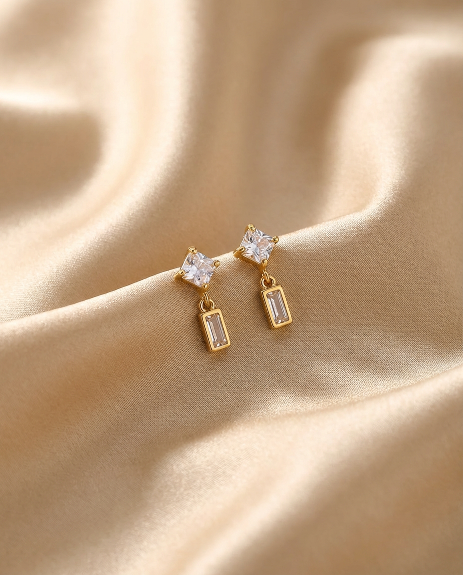 Gold Twist Drop Earrings