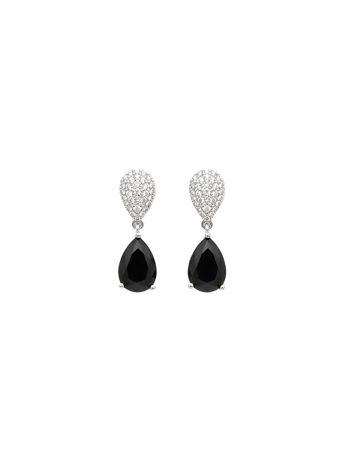 Black Teardrop Crystal Earrings