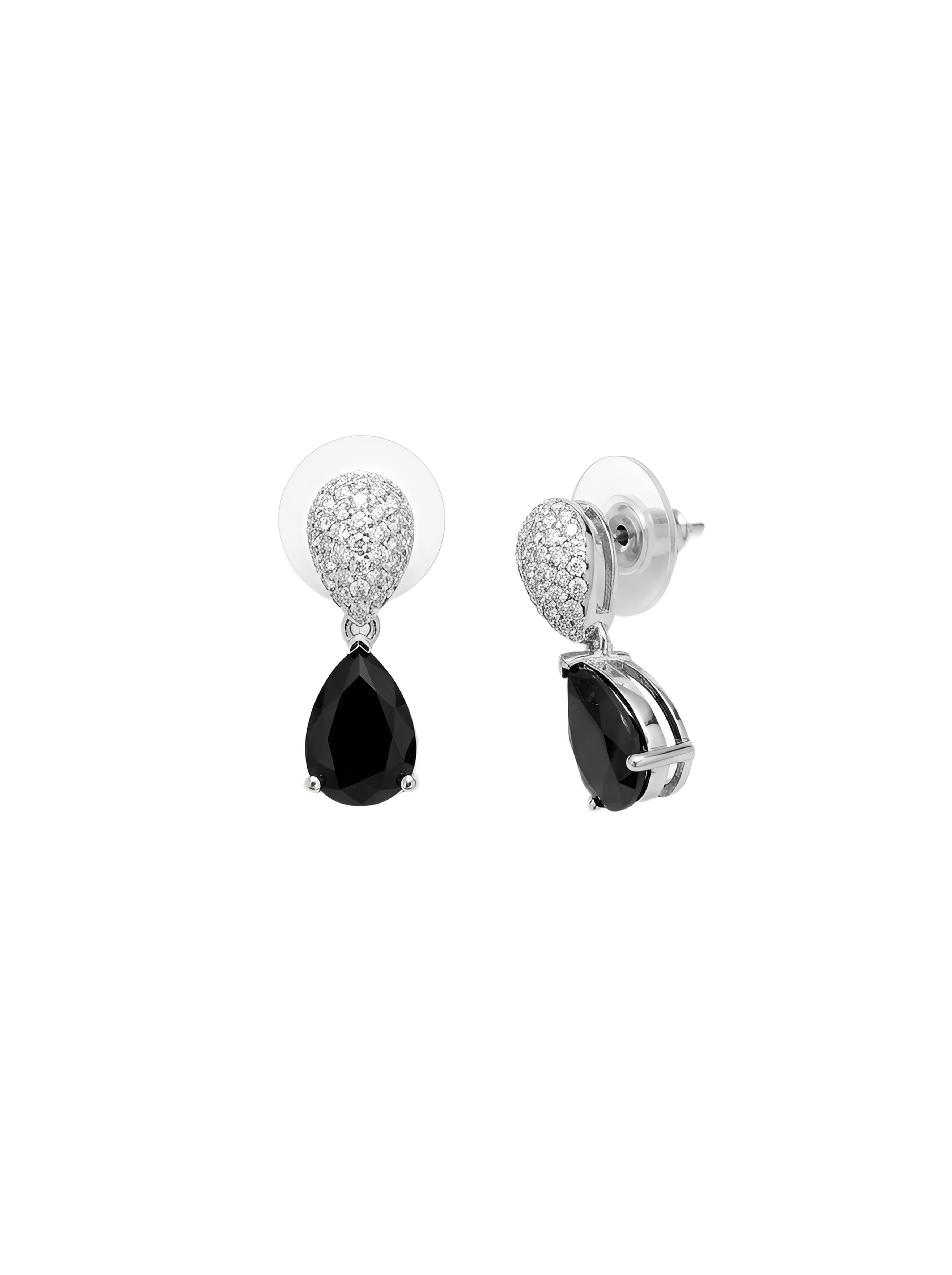Black Teardrop Crystal Earrings