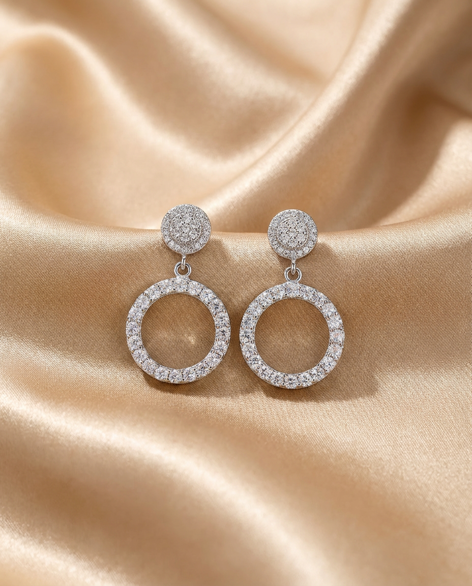 Silver Crystal Hoop Earrings