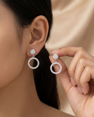 Silver Crystal Hoop Earrings