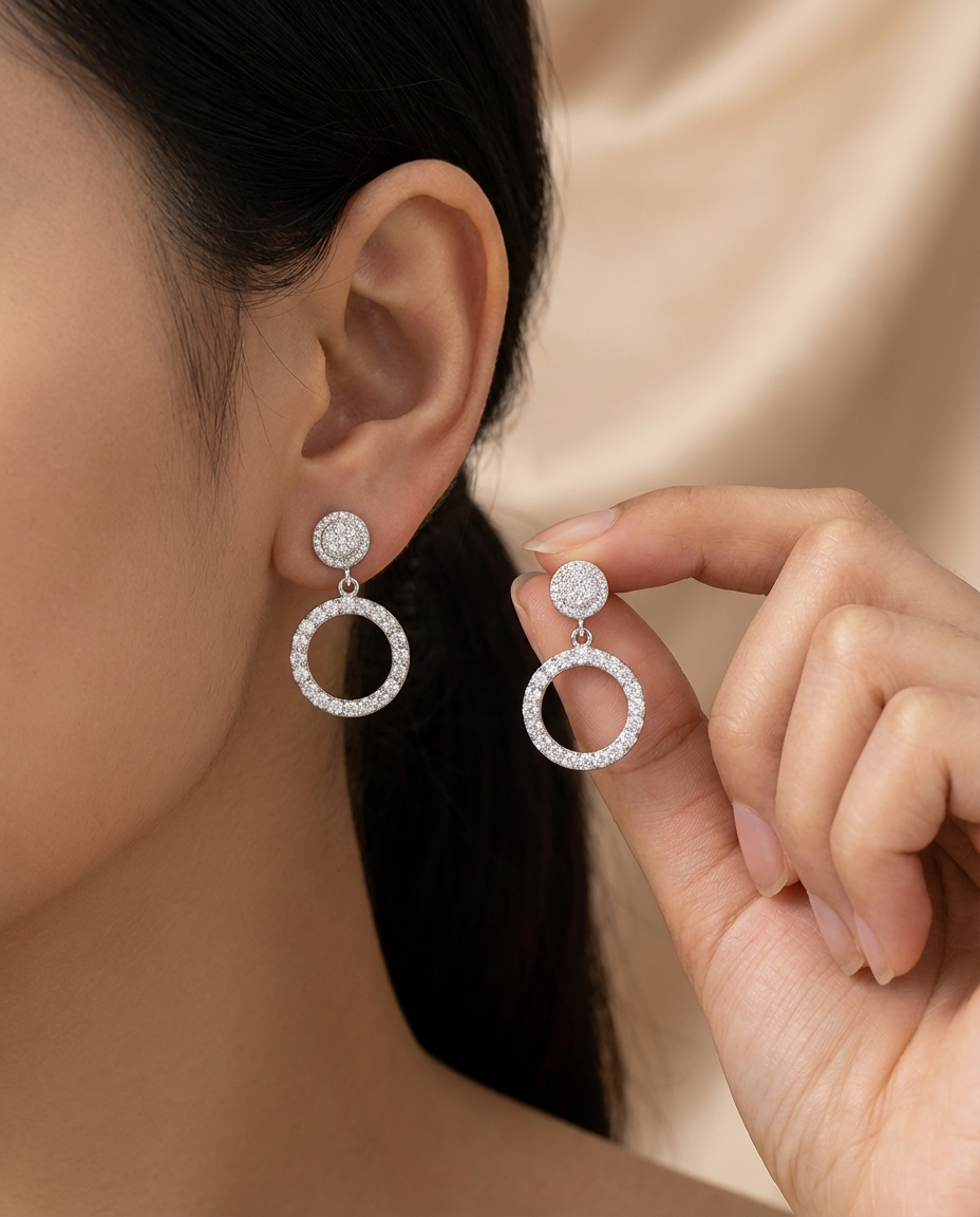 Silver Crystal Hoop Earrings