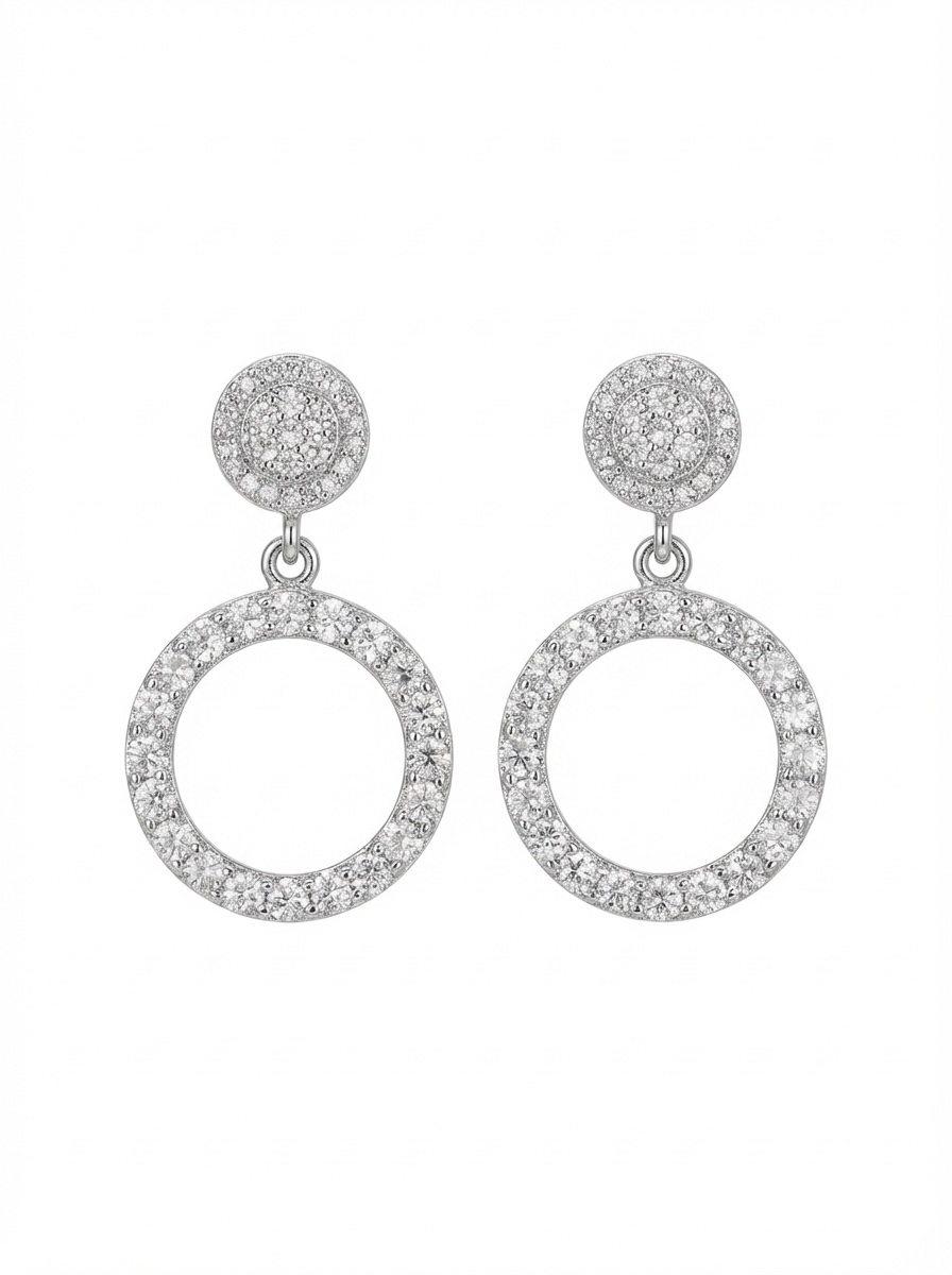 Silver Crystal Hoop Earrings
