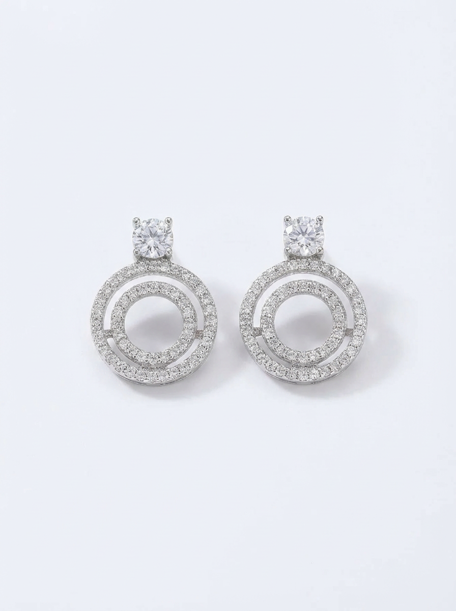 Double Halo Circle Earrings