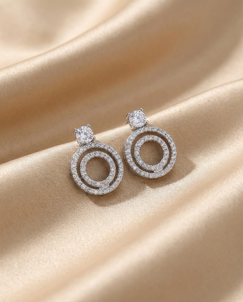 Double Halo Circle Earrings
