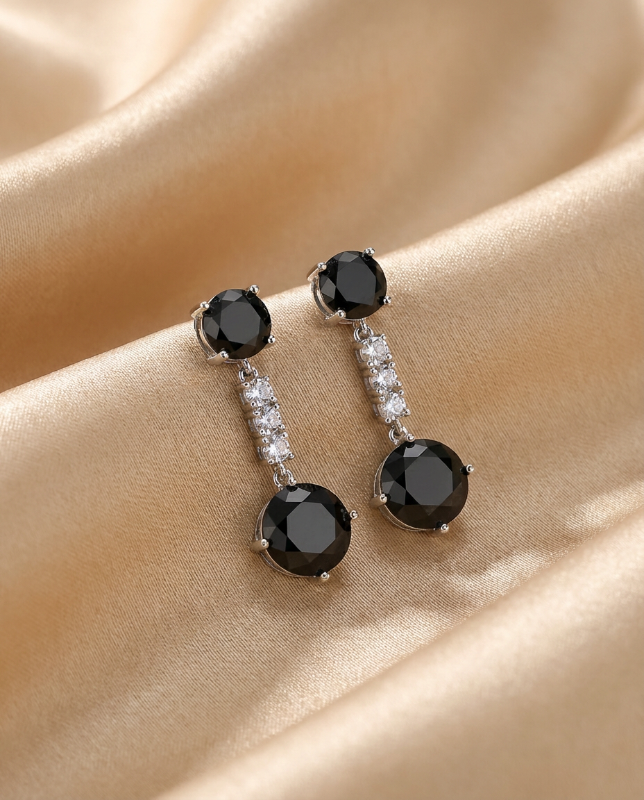 Black Crystal Drop Earrings