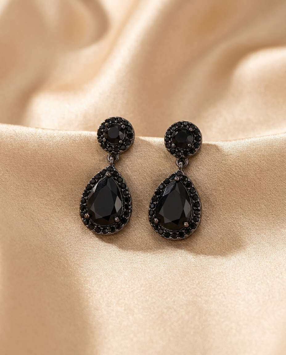 Black Teardrop Earrings