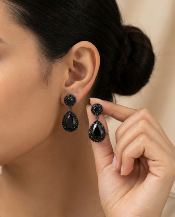 Black Teardrop Earrings