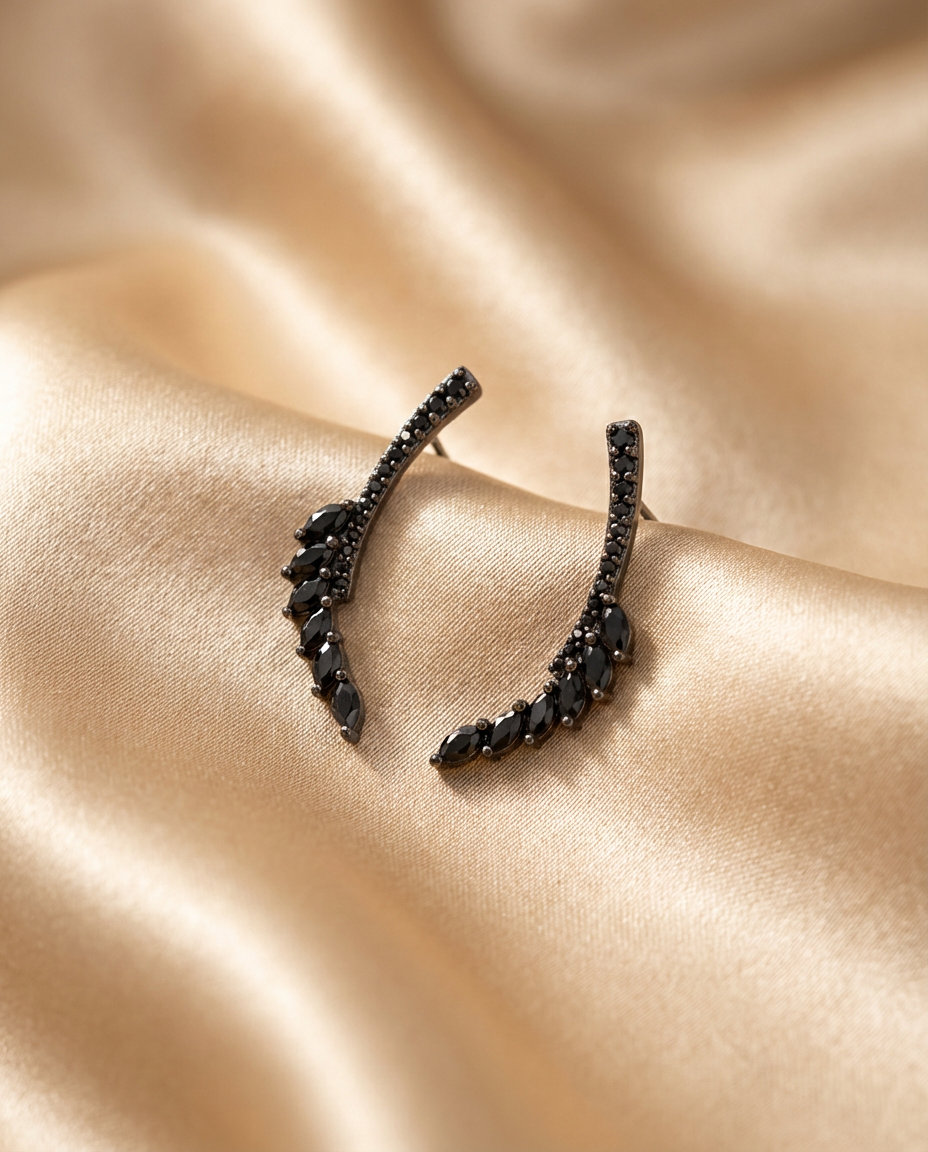 Black Crystal Climber Earrings