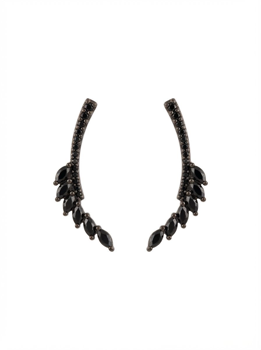 Black Crystal Climber Earrings