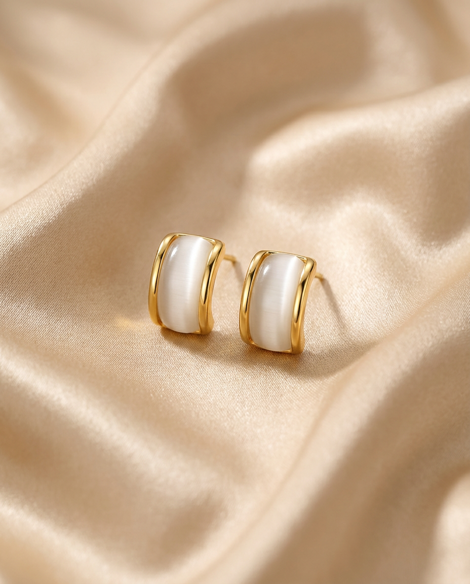 Gold & Pearl-Inspired Stud Earrings