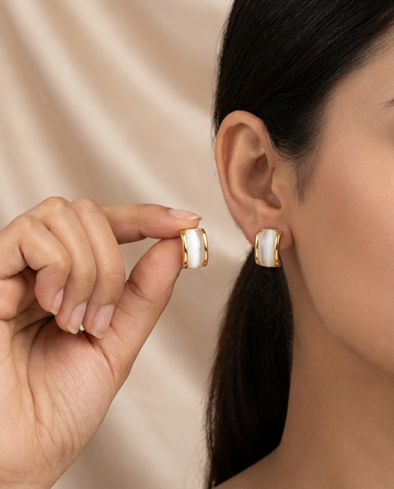 Gold & Pearl-Inspired Stud Earrings