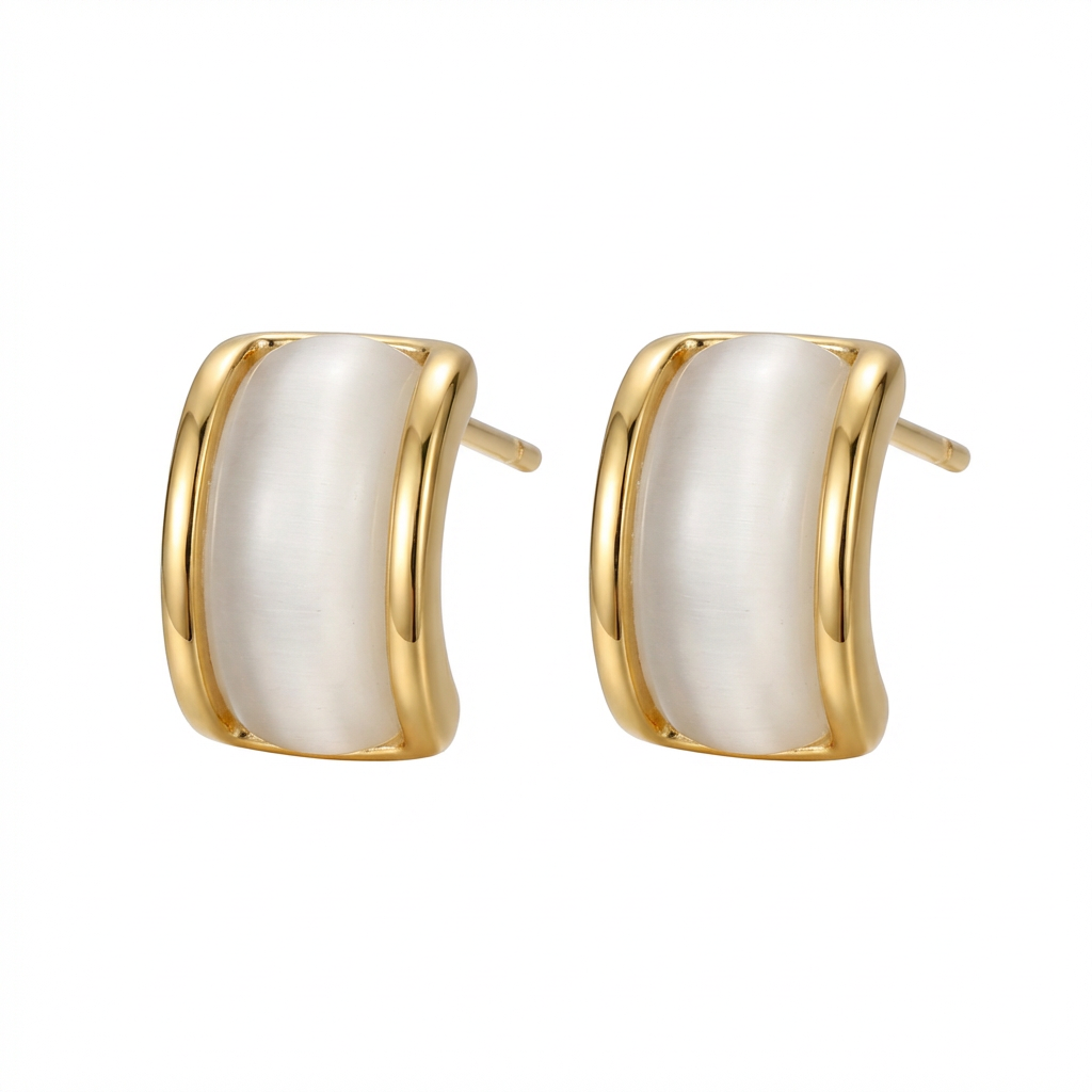 Gold & Pearl-Inspired Stud Earrings