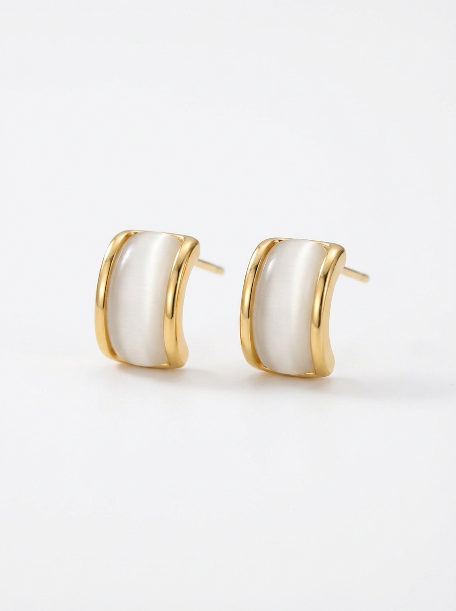 Gold & Pearl-Inspired Stud Earrings