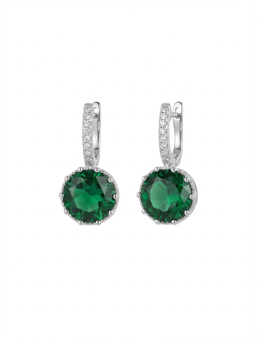Emerald Drop Earrings with Pavé Accents