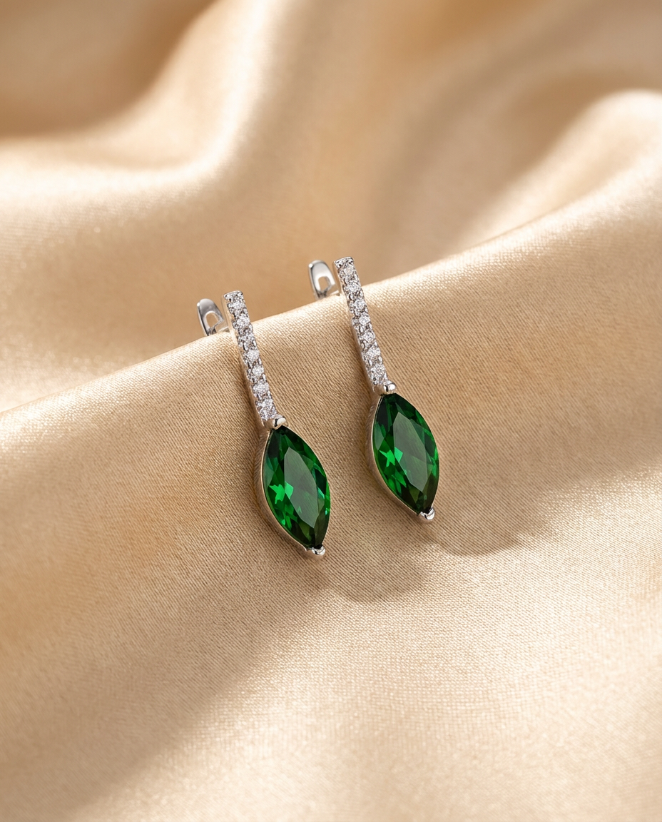 Emerald Glow Marquise Drop Earrings