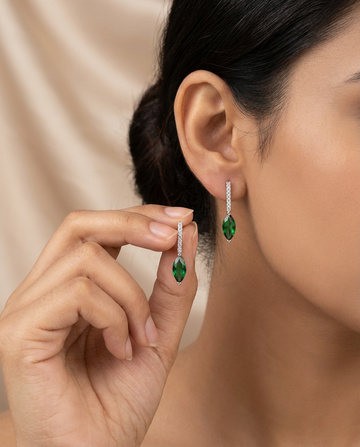 Emerald Glow Marquise Drop Earrings