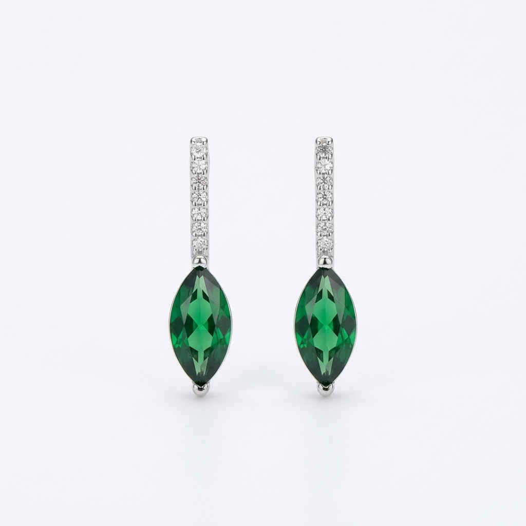 Emerald Glow Marquise Drop Earrings