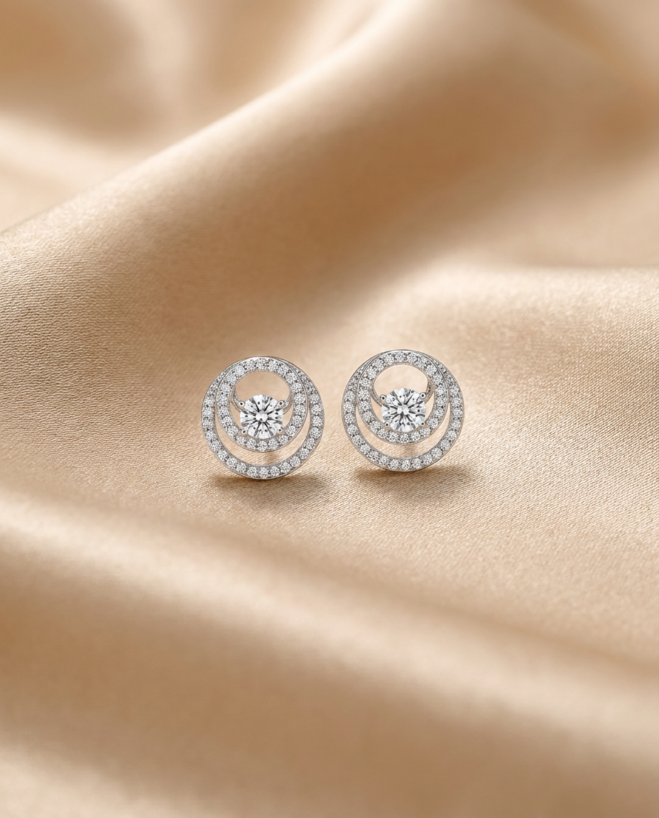 Celestial Sparkle Double Halo Stud Earrings