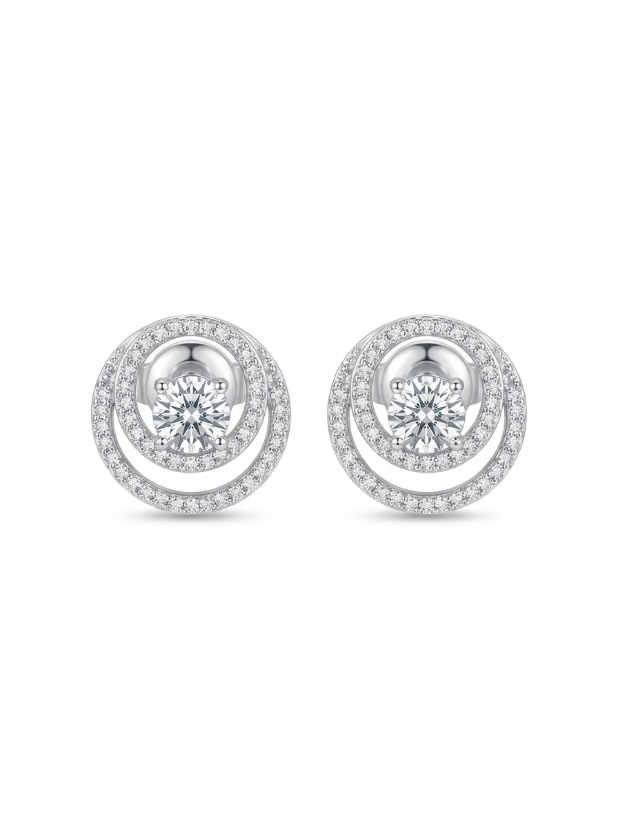 Celestial Sparkle Double Halo Stud Earrings