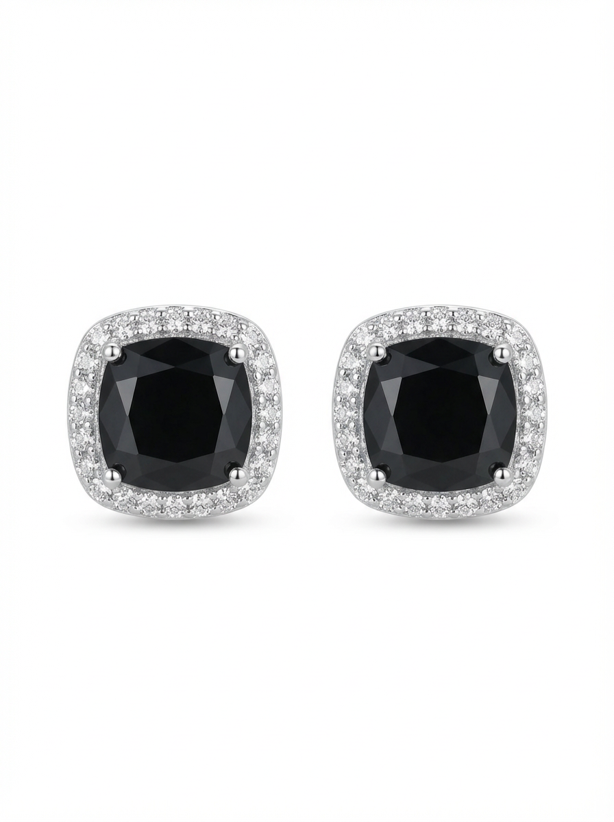 Midnight Luxe Black Halo Stud Earrings