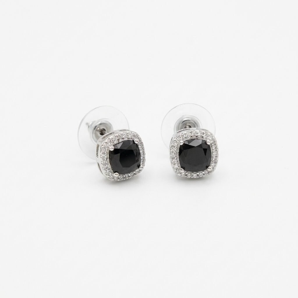 Midnight Luxe Black Halo Stud Earrings