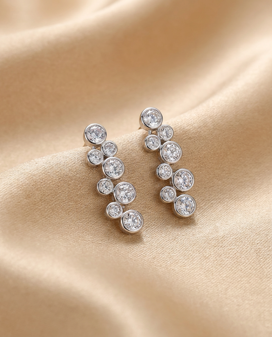 Cascading Crystal Drop Statement Earrings