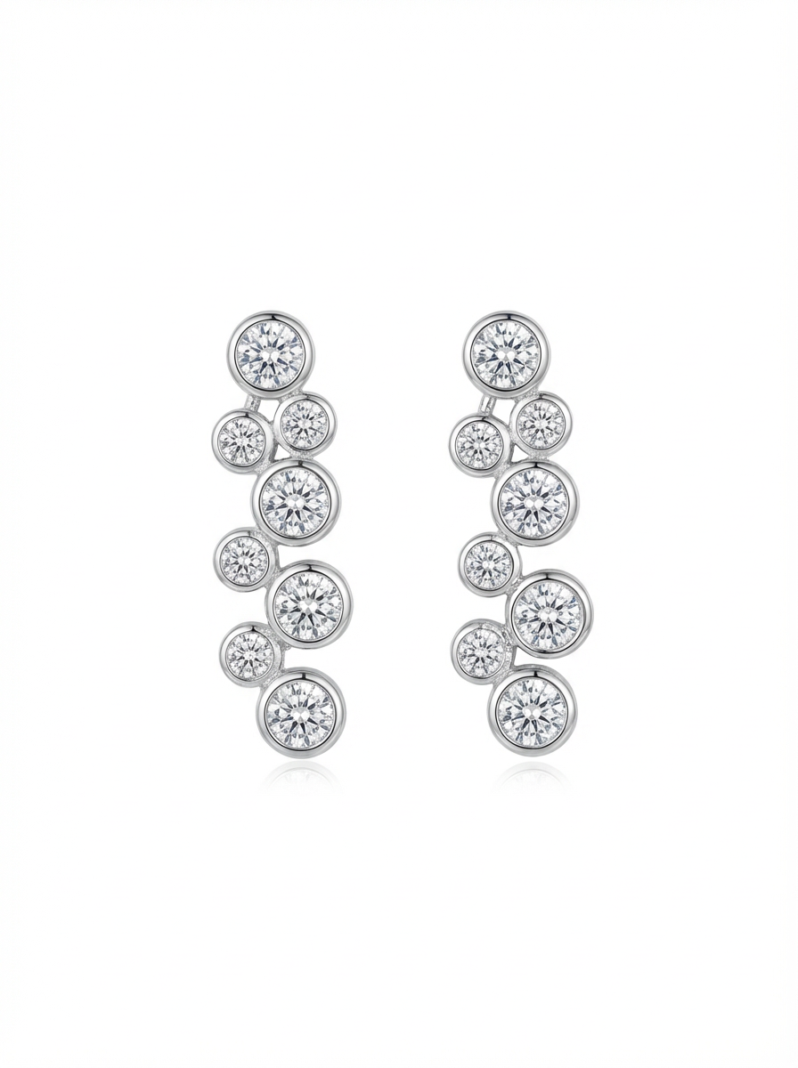 Cascading Crystal Drop Statement Earrings