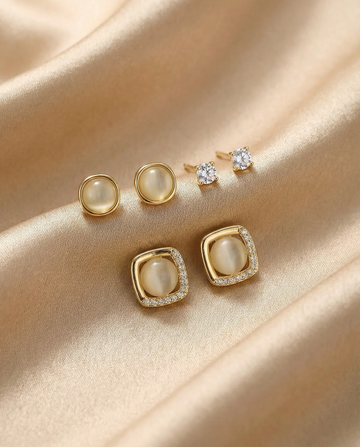 Pack of 3 Gold & Pearl Earrings