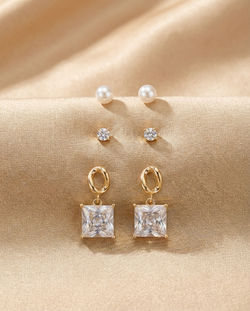 Pack of 3 Gold Statement Earrings