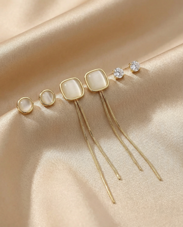 Pack of 3 Pearl, Diamond Studs & Dangler Earrings