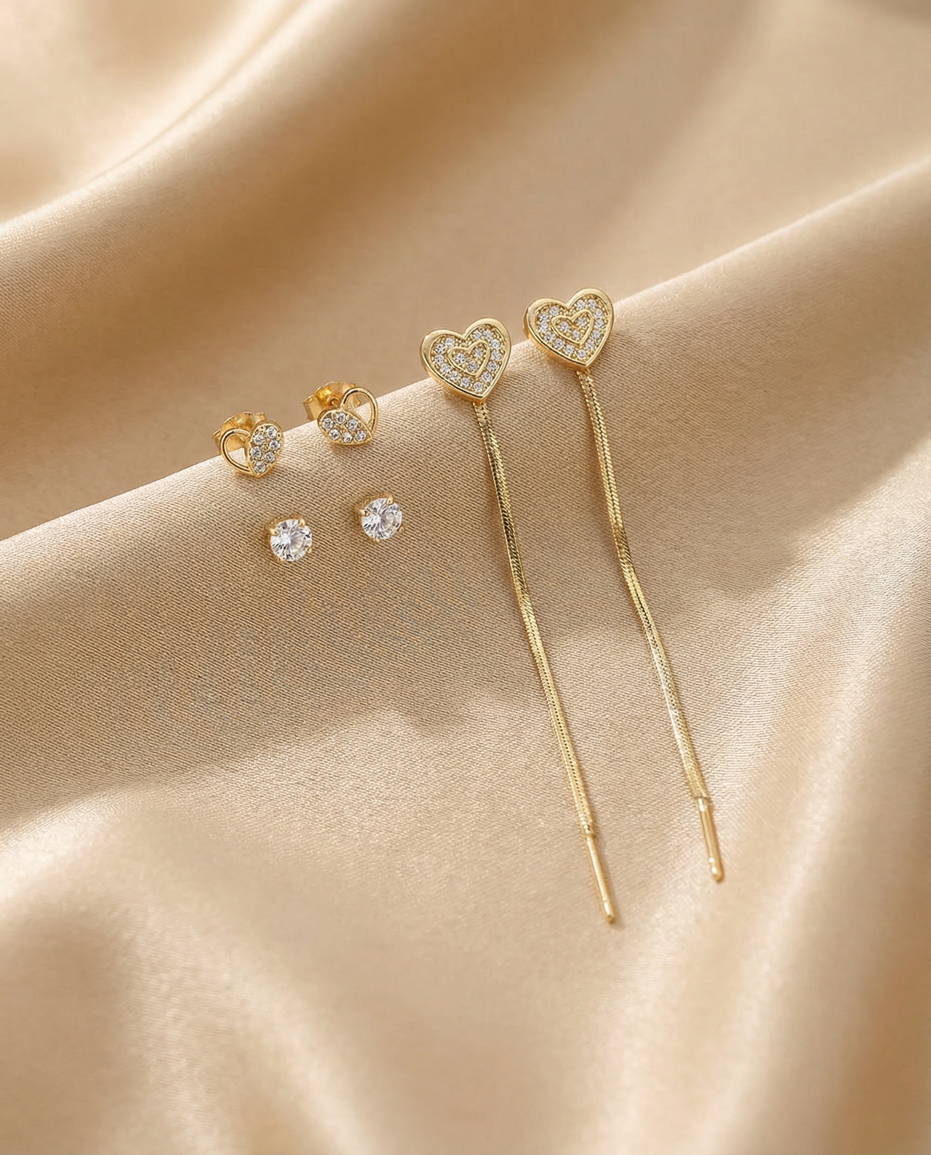 Pack of 3 Gold Heart Earrings