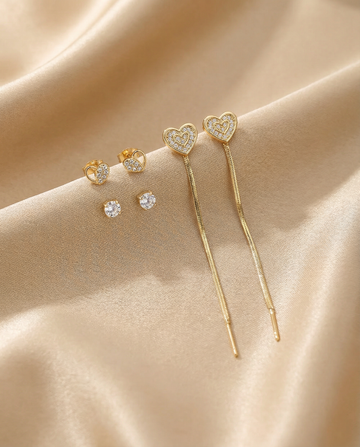 Pack of 3 Gold Heart Earrings