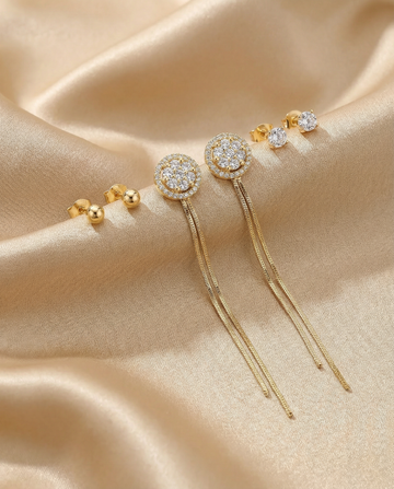 Pack of 3 Gold Studs & Danglers Earring
