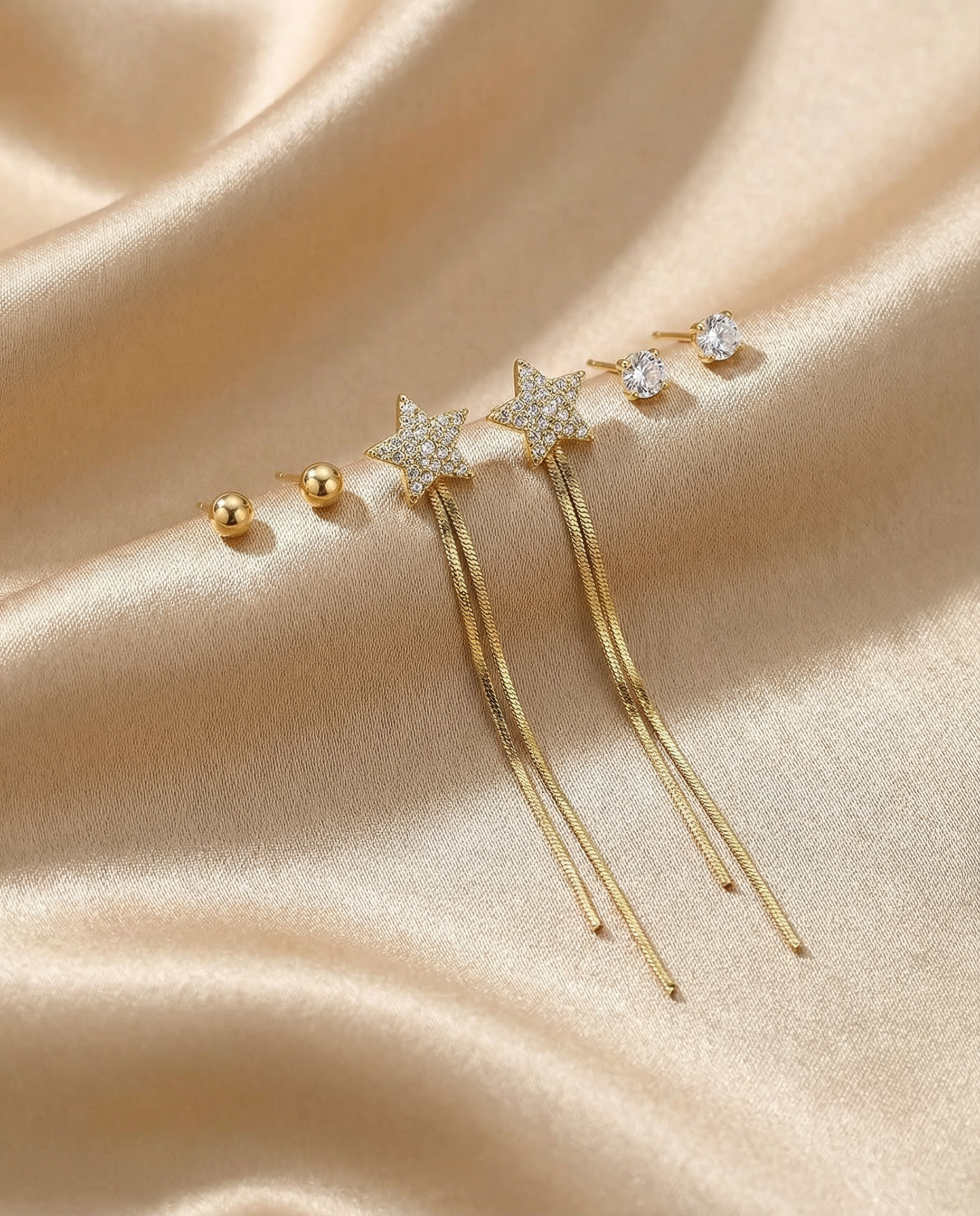 Pack of 3 Gold Star Dangler & Stud Earrings